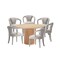 Manhattan Comfort 7-Piece Hathaway 59.05 Round Dining Set in Natural with 6 Flor Dining Chairs in Silver Lining 6-DT05DC088AR-NASL - alternate 2